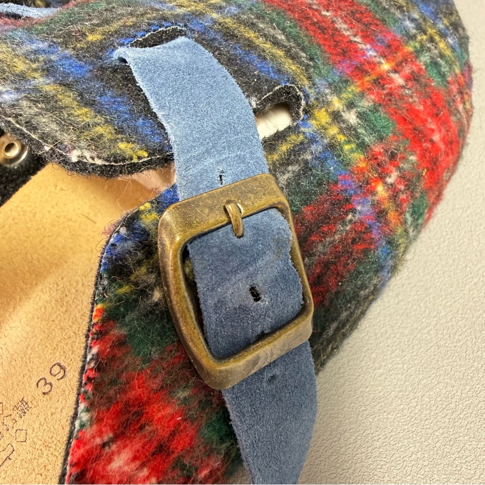 Sundance Multicolored Plaid Wool Cork Comfort Clogs - Picture 10 of 12